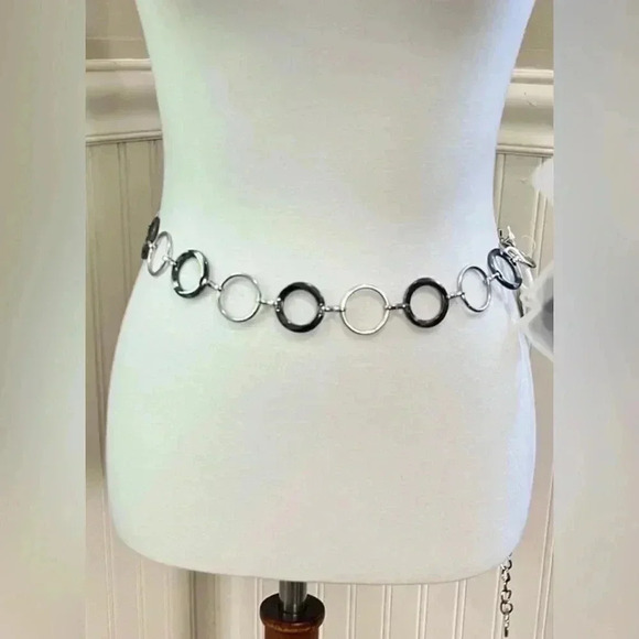 Silver Tone Gun Metal Gray Circle Chain Link - Picture 1 of 12